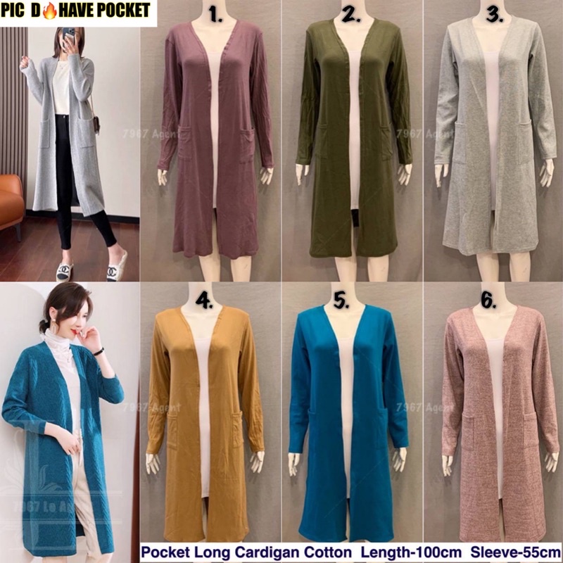 Basic Long Cardigan Cotton Shopee Malaysia
