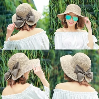 Summer Women Bow Tie Fashion Wide Large Brim Sun Hat Outdoor Beach  Fisherman Cap Proof Sun Protection Hat Bucket Hat (Color : Black)