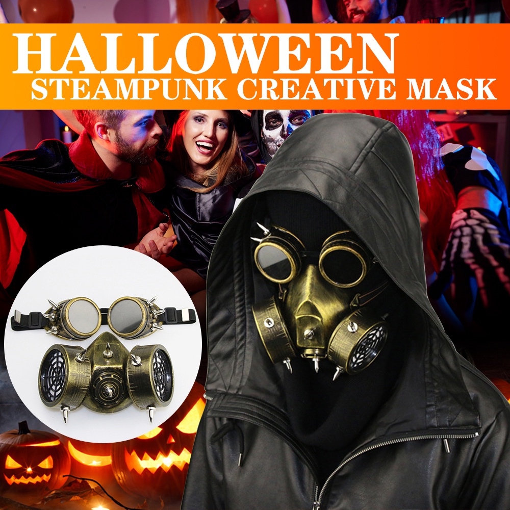 Vintage Steampunk Rivet Gas Mask Easter Respirator Goggles Halloween ...