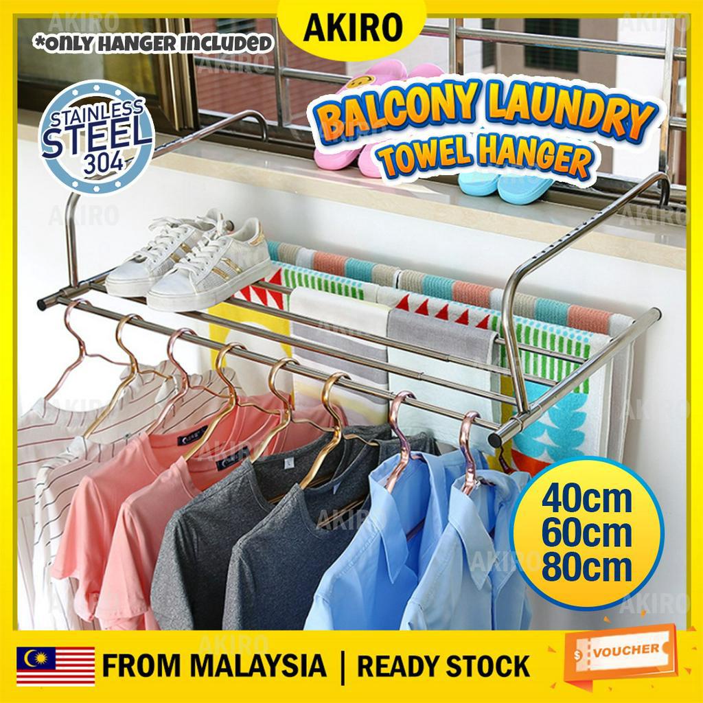 AKIRO 80cm Stainless Steel Foldable Towel Balcony Hostel Laundry Cloth