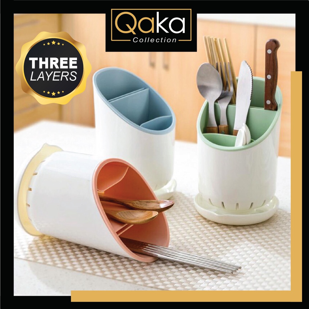 Kitchen Cutlery Holder Rack 3 Layers Bekas Sudu Garfu Pisau / Spoon ...