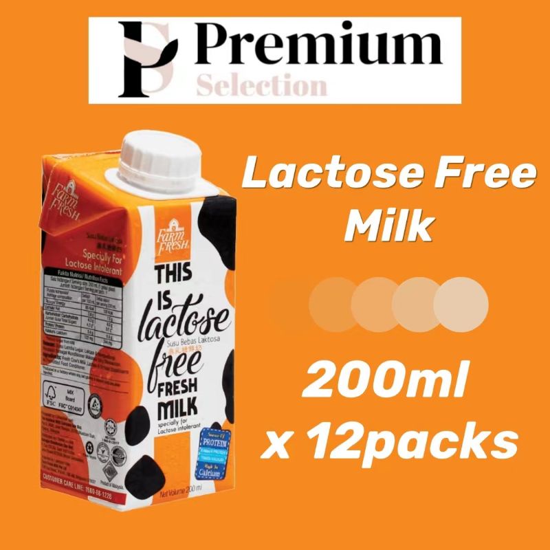 FARM FRESH UHT MILK LACTOSE FREE MILK 200g x 12 packs 无乳糖牛奶 Shopee