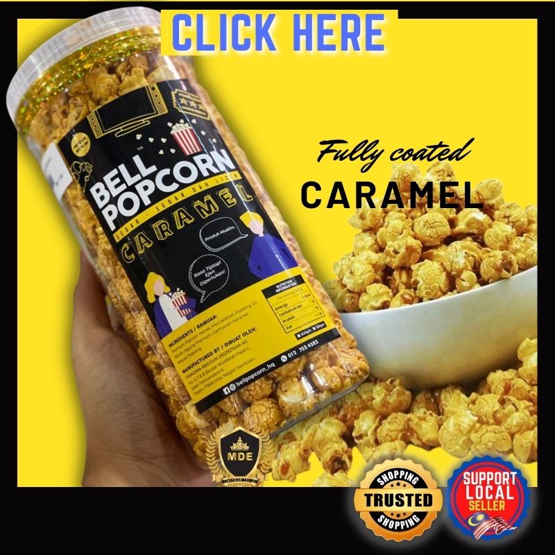 Bell Popcorn Caramel Bertih Jagung Banjir Karamel Crunchy Tanpa Biji ...