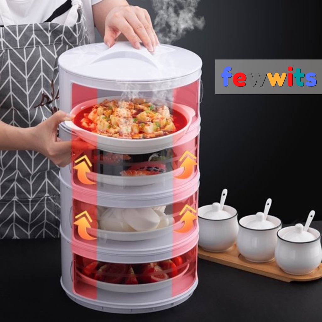 Stackable Food Cover Rack Transparent Kitchen Dish Rak Makanan