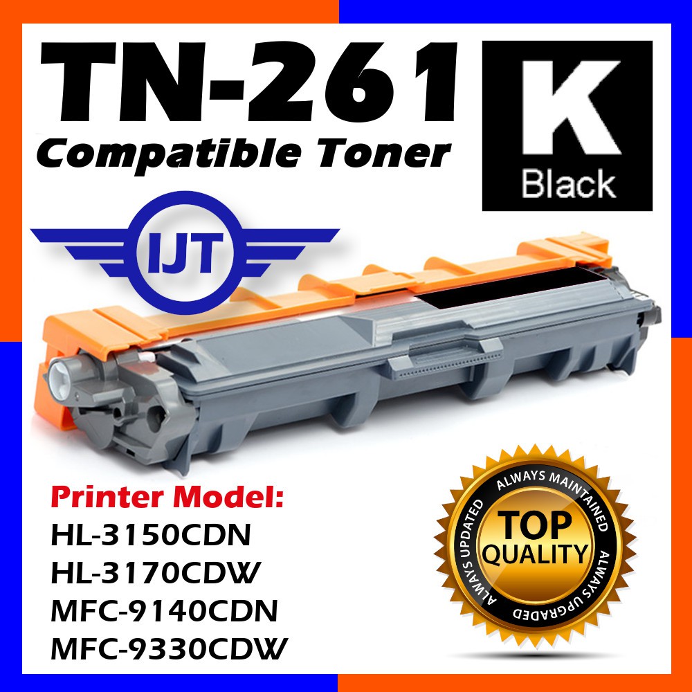 brother TN 261 Black Toner cartridge use Brother MFC- 9140CDN/HL-3150CDN/HL-3140CW/  HL-3150CDN/ HL-3150CDW and HL-3170CDW/ MFC-9130CW/ MFC-9140CDN/ MFC-9330CDW/  MFC-9340CDW. Black Ink Toner - brother 