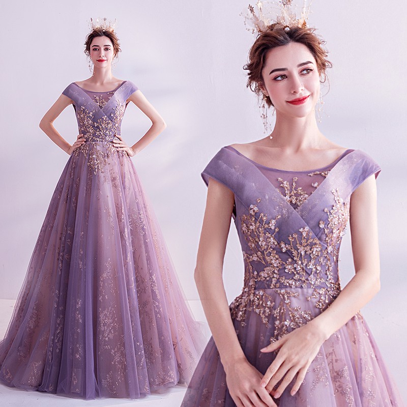 Pre order purple glitter wedding bridal prom evening dress gown RBP1426 ...