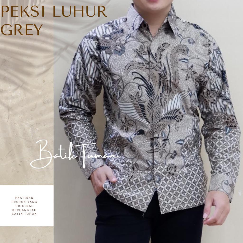 KATUN KEMEJA Best Selling!! LUHUR Gray Batik Shirt Men Lapis Sogan ...