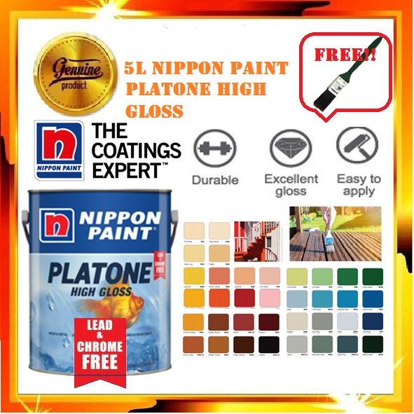 5L NIPPON PLATONE HIGH GLOSS WOOD & METAL PAINT CAT MINYAK KAYU DAN ...