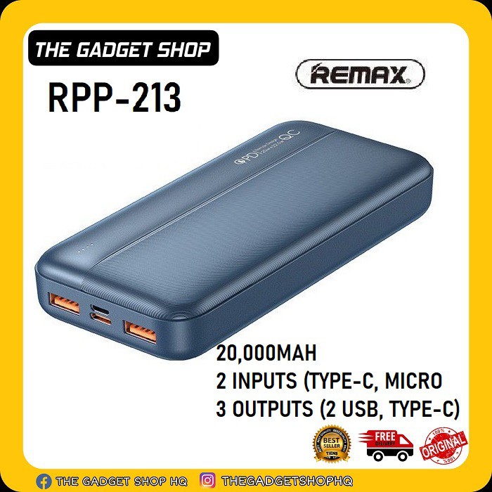 (BLUE) REMAX RPP-213 TINYL SERIES 20000MAH QC 22.5W + PD 20W FAST ...