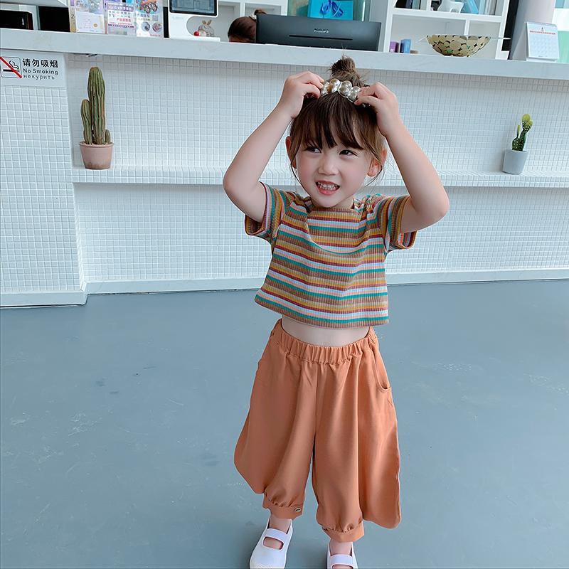 Korean Fashion Summer Baby Girls Plaid Short Sleeve T shirts Wide Leg Pants Sets Kids Outfits Casual Children s Clothing Shopee Malaysia