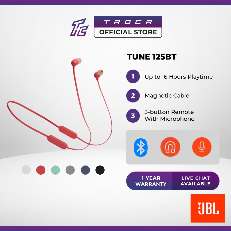 JBL TUNE 125BT Wireless Inear Headphones with Builtin Microphone