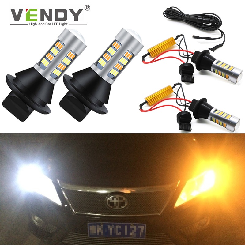 2x Canbus Dual Mode Bulb Auto LED Turn Signal+Daytime Running Light DRL