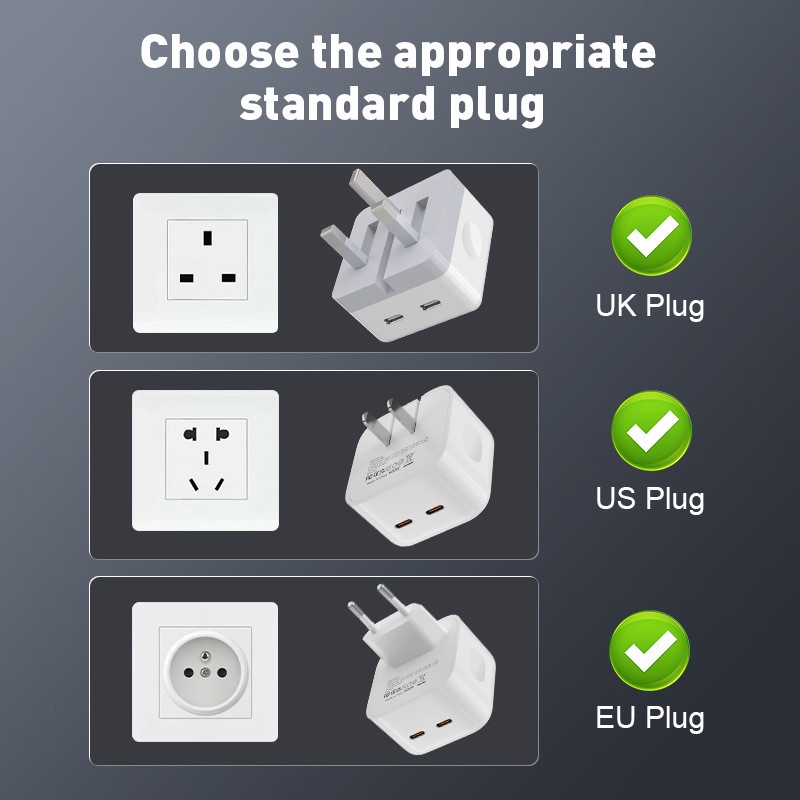 EU US UK Plug 40W Super Fast Charge PD Dual Port for Apple i-Pad i ...