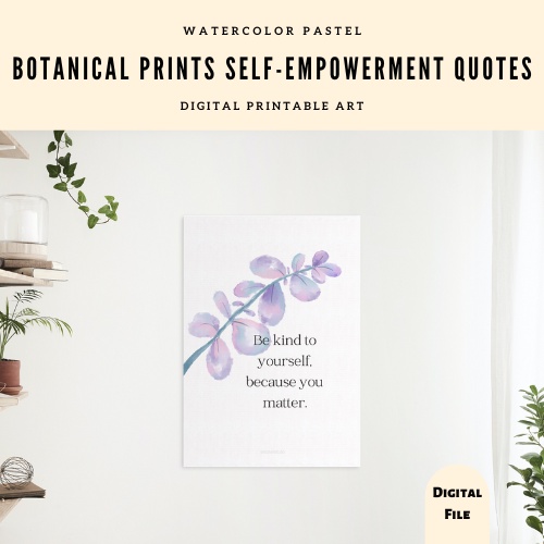 Watercolor Pastel Minimal Botanical Self-Empowerment Quotes Digital ...