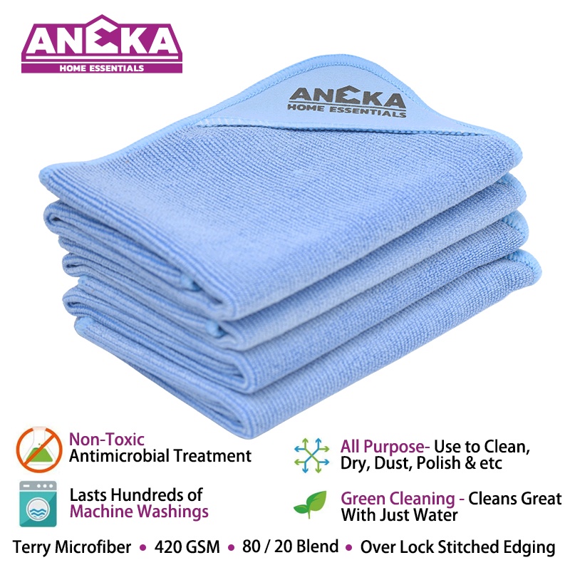 ANEKA AntiBacterial Microfiber General Purpose & Glass Cloth for