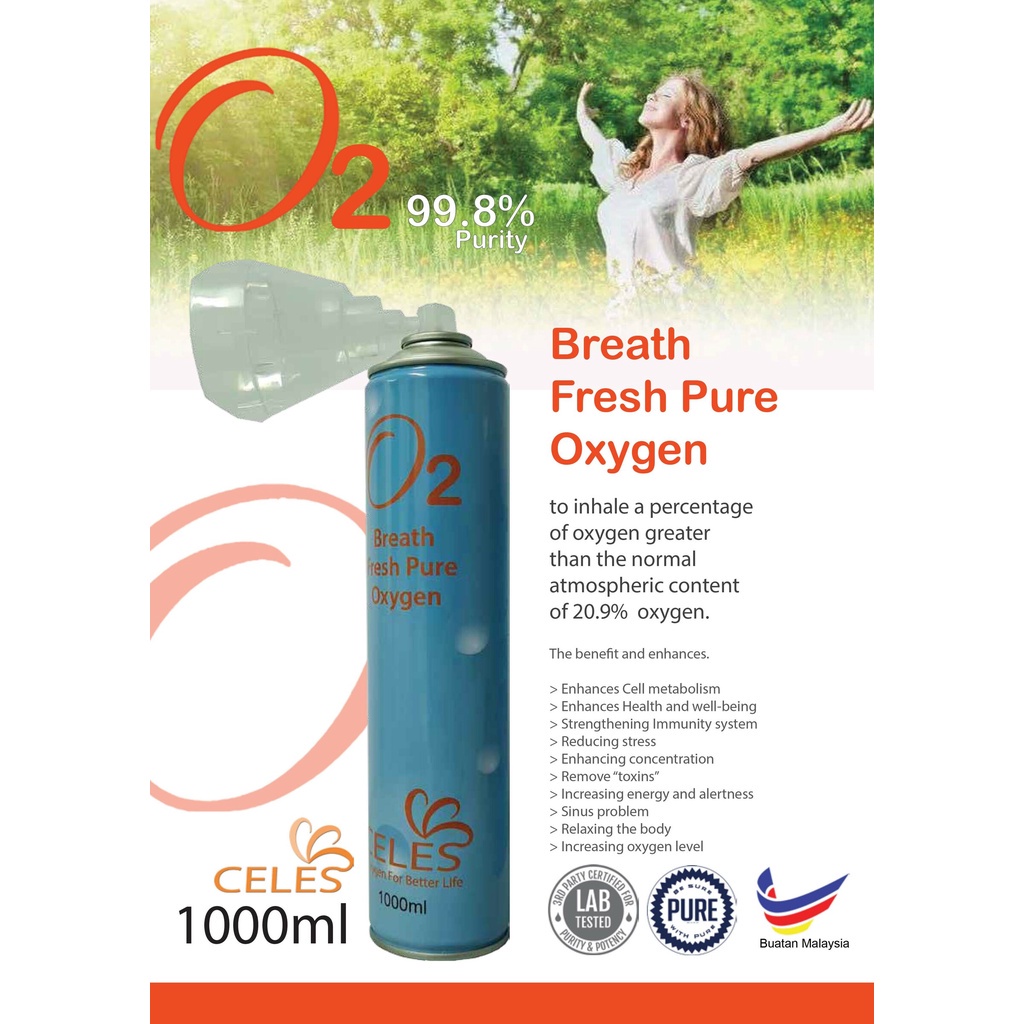 CELES Portable Oxygen Inhaler disposable aerosol cans 1000ml/1L Celes ...