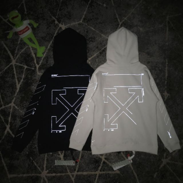 Off White Unfinshed Diagonals 3M Reflective Hoodie Shopee Malaysia