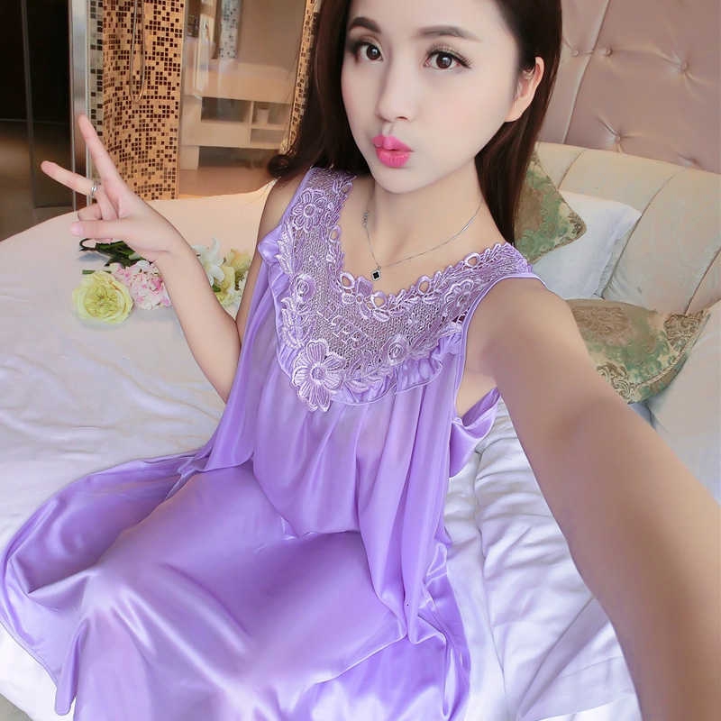Woman Plus Size Nightgown Casual Nightdress Satin Silk Nightdress Silky  Comfy Sleepwear