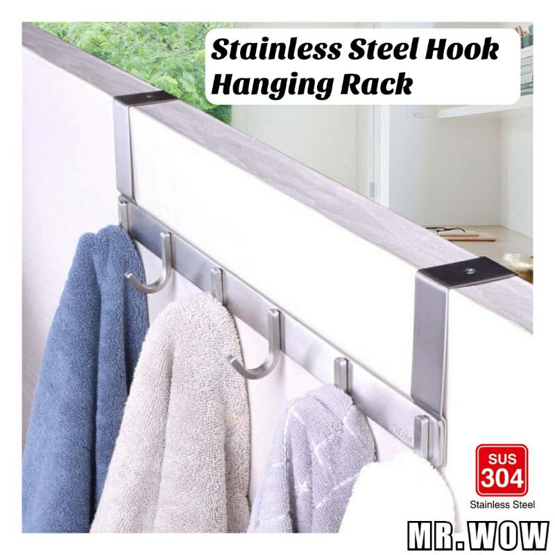 SUS 304 Stainless Steel Door Hanger / Hanging Rack with 6 Hooks ...