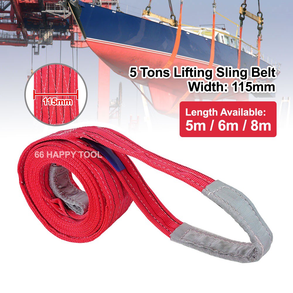 5 Tons 5m / 6m / 8m bing Lifting Sling Belt Sturdy (115mm) Heavy