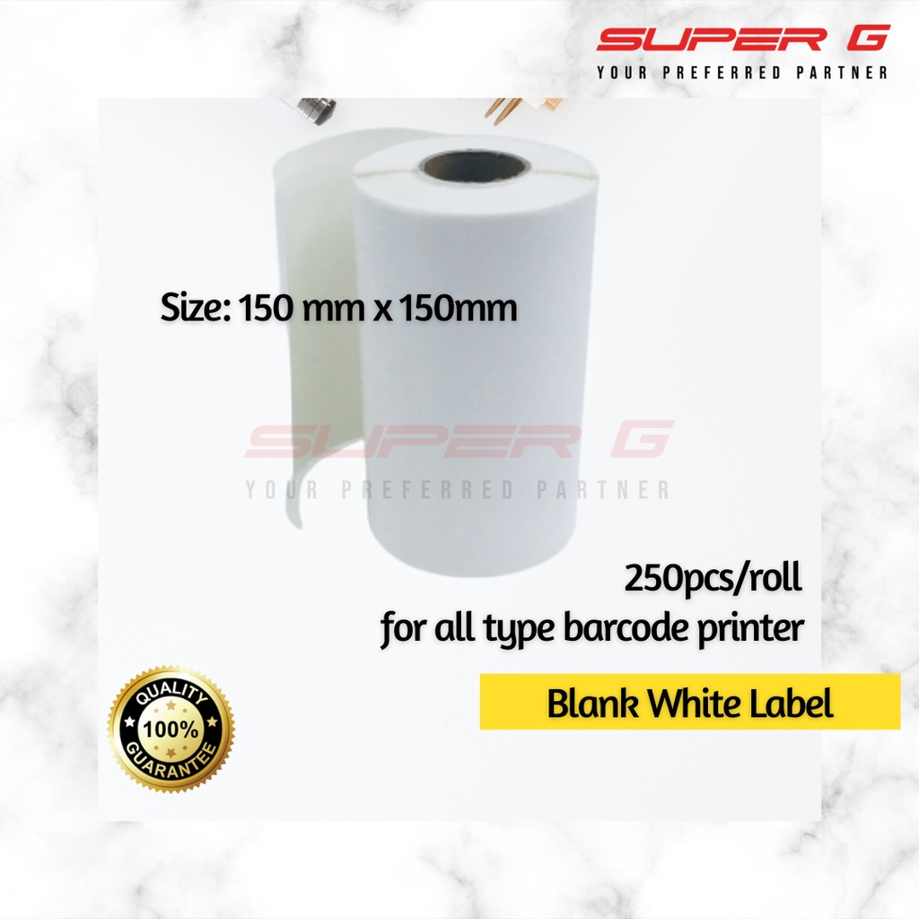 Blank White Label/Sticker 150mm x 150mm (250pcs/roll) | Shopee Malaysia