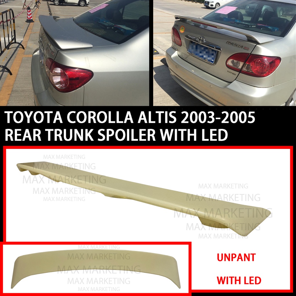 thumbnail image 2 of 2002-2008 Toyota Corolla Altis Trunk Spoiler | Painted White Rear Lip Spoiler | Easy DIY Adhesive Installation 2 of 3