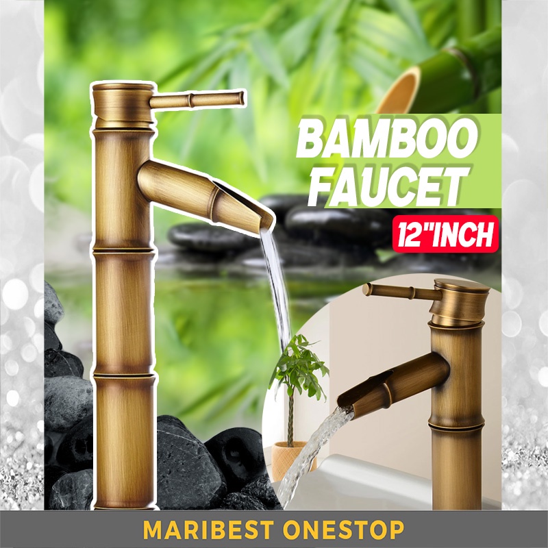 Retro Brass Bamboo Shape Home Bathroom Sink Vessel Faucet Basin Mixer Tap/ Breaking bamboo