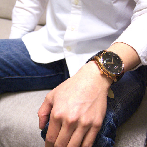 Seiko SRN054P1 Kinetic Black Dial Curved Hardlex Glass Rose Gold Tone Stainless Steel Case Black Leather Strap Watch Shopee Malaysia