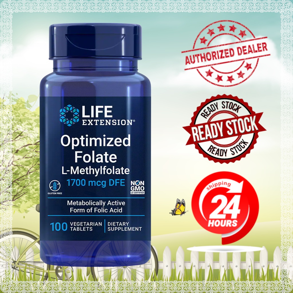 Life Extension Optimized Folate 1700 mcg, 100 Vegetarian Tablets [100% ...