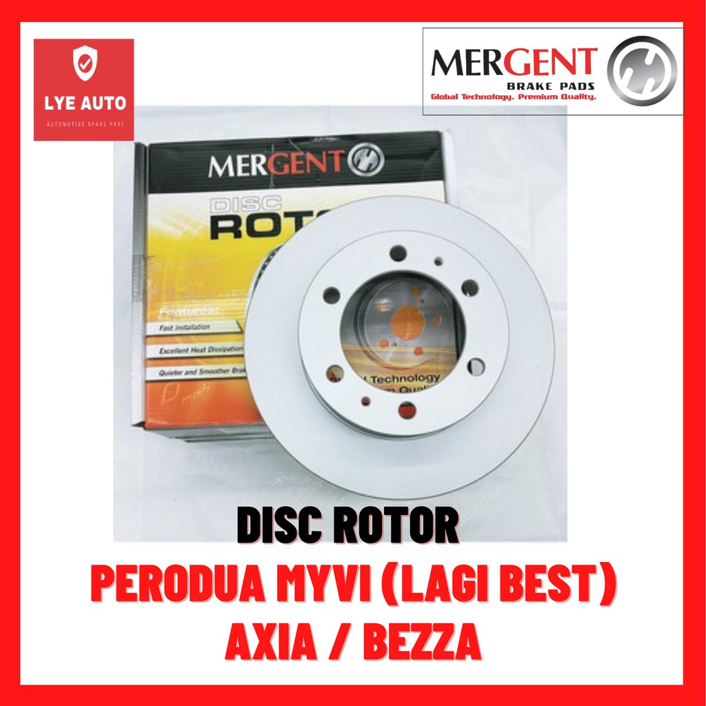 MERGENT FRONT BRAKE DISC ROTOR PERODUA MYVI (LAGI BEST) / AXIA / BEZZA