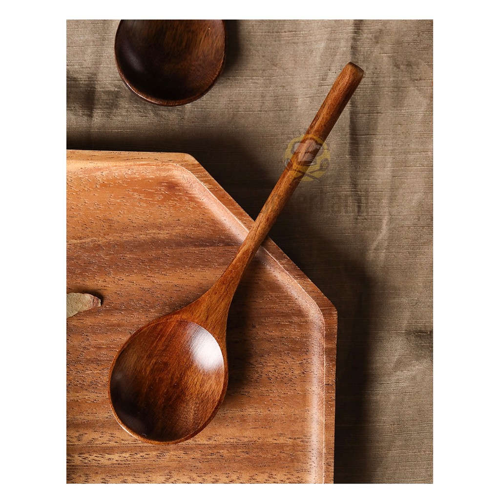 Wooden spoon/ Japanese style/ Phoebe wood/ 圆头棕色圆柄勺/ 木勺子/ 日式勺子/ 楠木勺子 ...