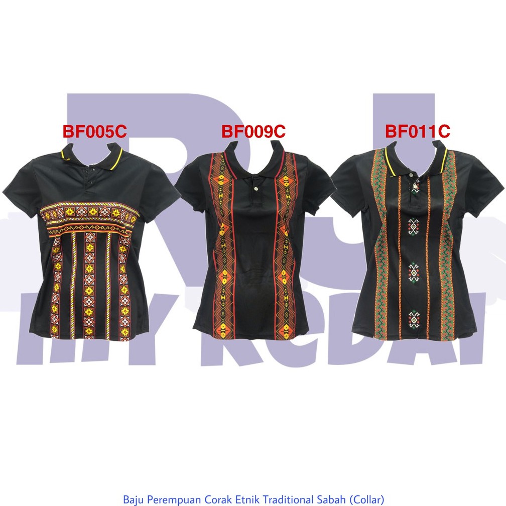 Baju Traditional Corak Batik Sabah | Female Cutting (Collar) | Ready ...