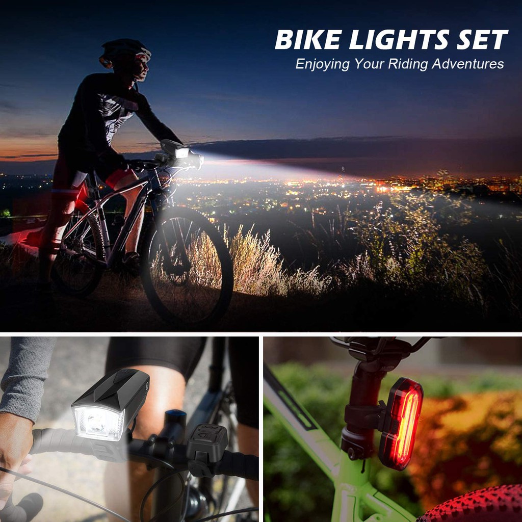 Techole Bike Light Set Rechargeable Bicycle Lights with 300LM Waterproof Front Headlight and 100LM Tail Light Shopee Malaysia