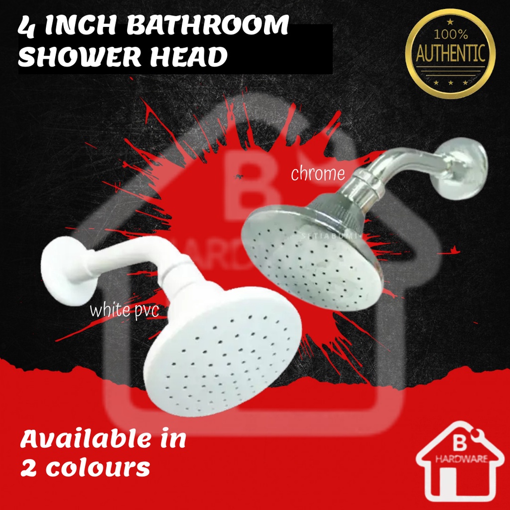 BATHROOM WHITE PVC PLASTIC SHOWER HEAD Wall Mounted Shower Head Arm PVC