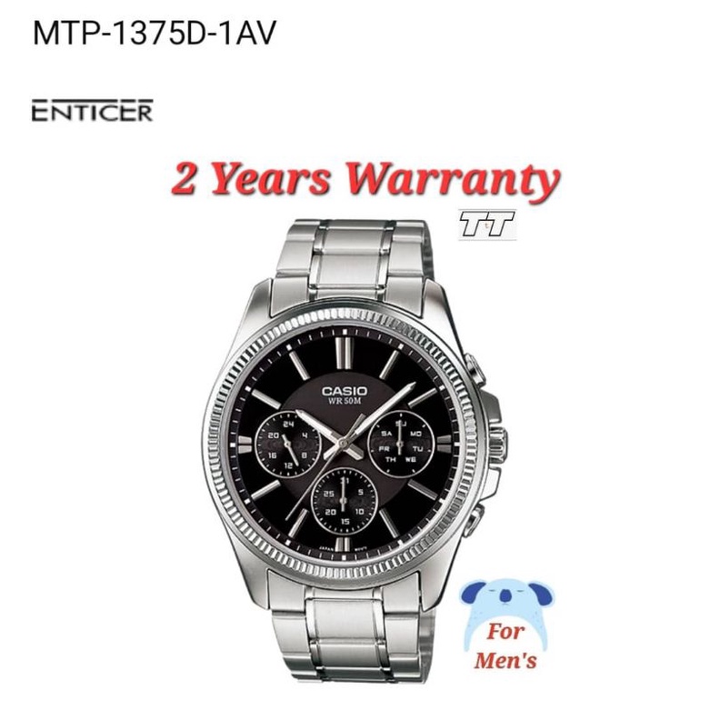 2YEARS WARRANTY Original Casio MTP 1375D 1A Men s Watch STAINLESS