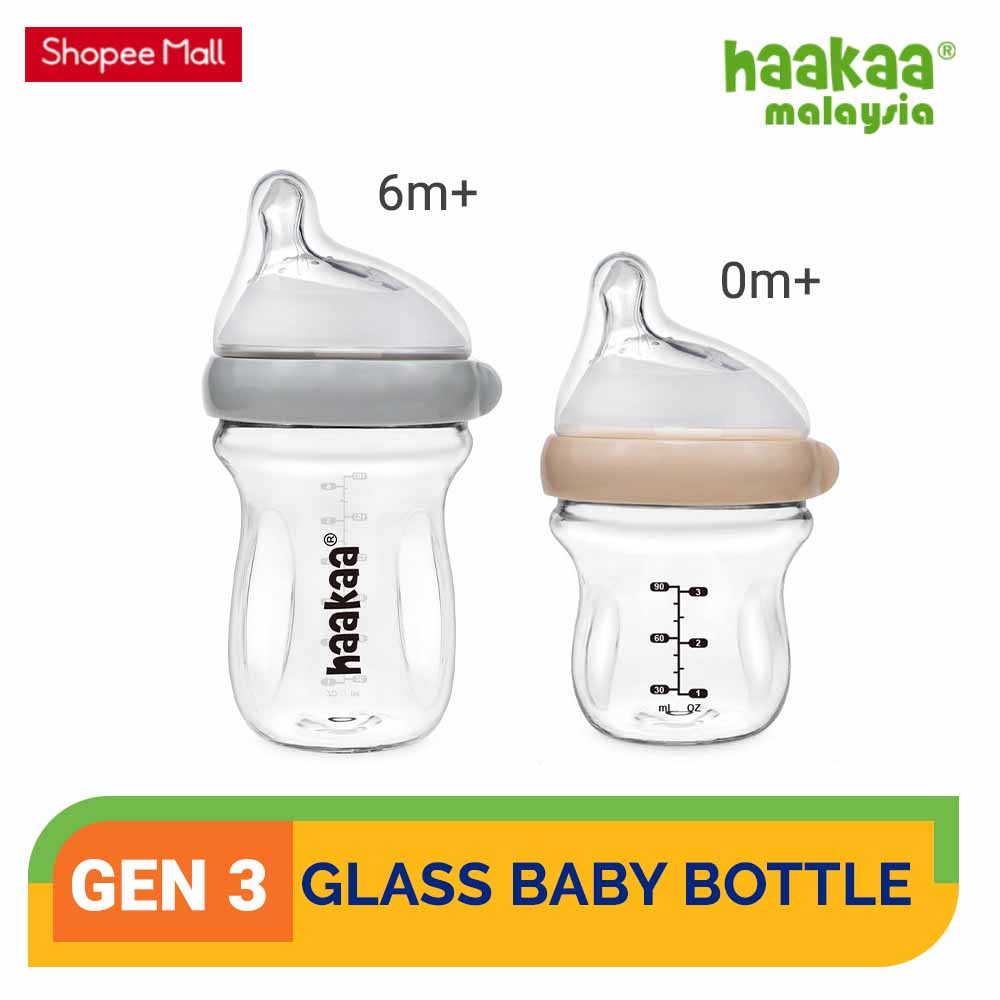 HaaKaa GEN 3 Glass Baby Bottle 90ml (0m+)/160ml (6m+) Shopee Malaysia