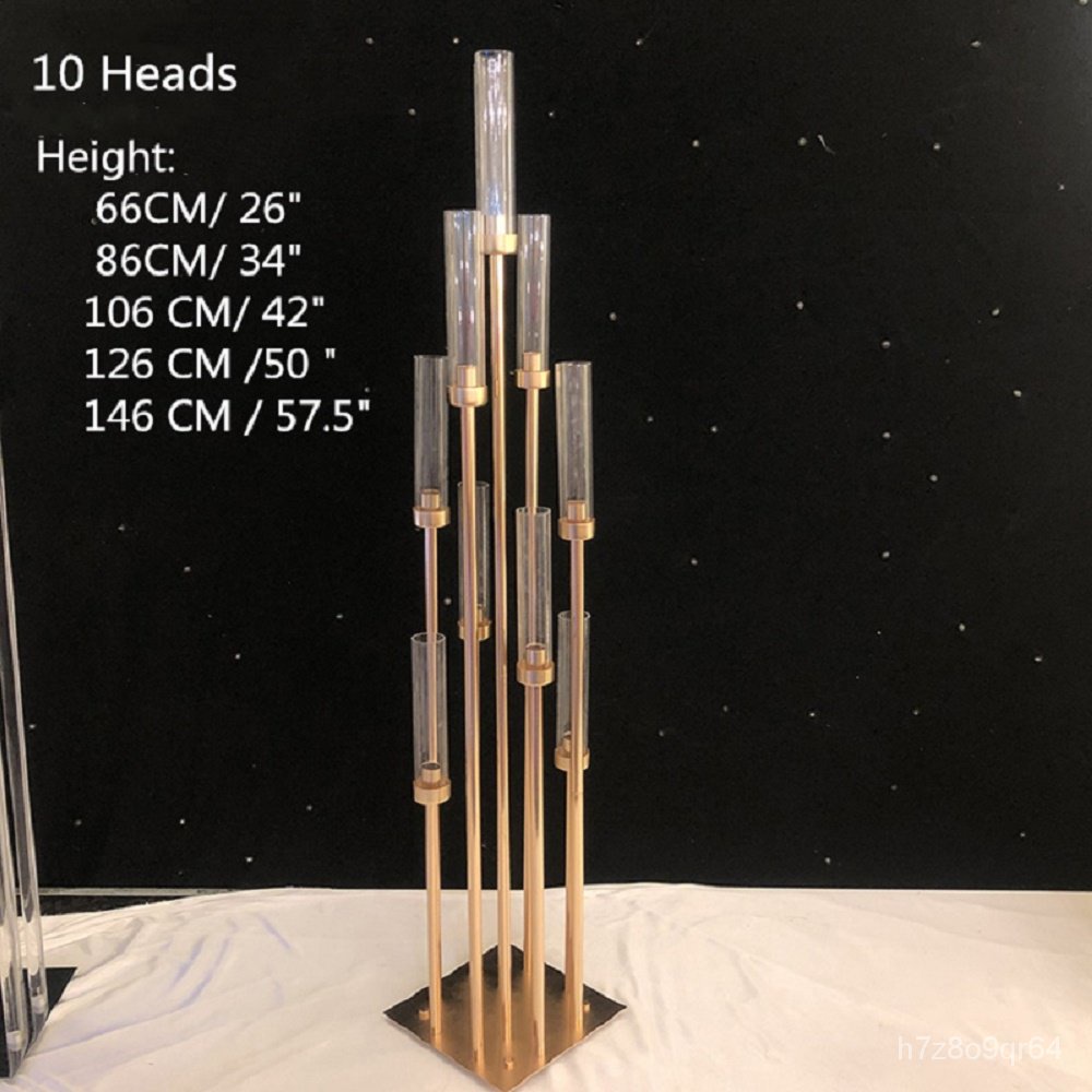10 Heads Metal Candelabra Candle Holders Road Lead Table Centerpiece