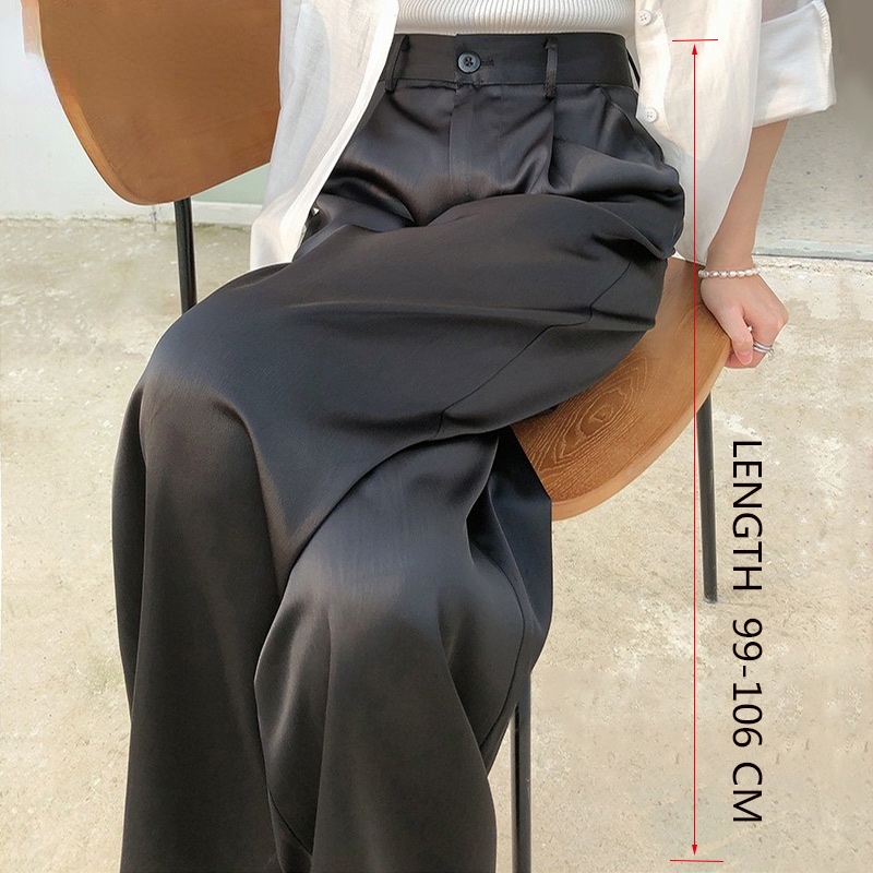 (Free Gift) Summer Autumn Silk Satin Women's Pants Loose Oversized ...