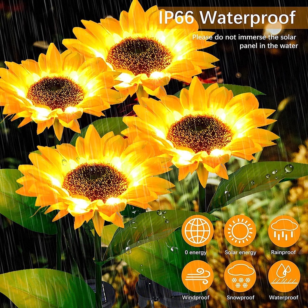 LED Solar 3Head Sunflower Garden Ligh ts Outdoor Waterproof for Home ...