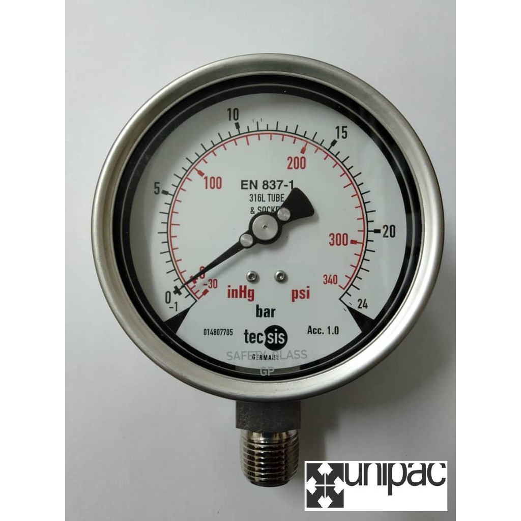 Pressure Gauge Tecsis Fully SS Compound Gauge with Glycerine Filing P2325 Shopee Malaysia
