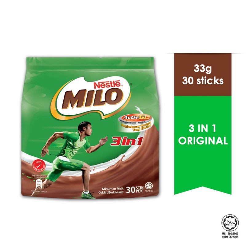 Nestle Milo 3 In 1 Activ Go Chocolate Malt Powder 33g X 30s Shopee