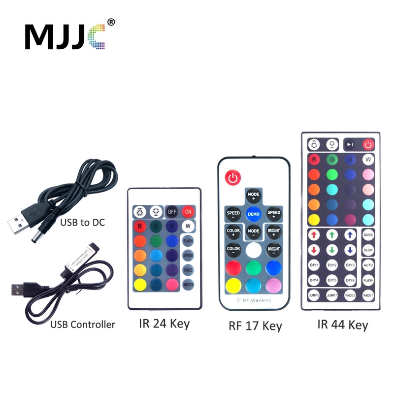 USB LED Controller 5V Mini 3 17 44 24 Key IR RF RGB Remote Wireless ...