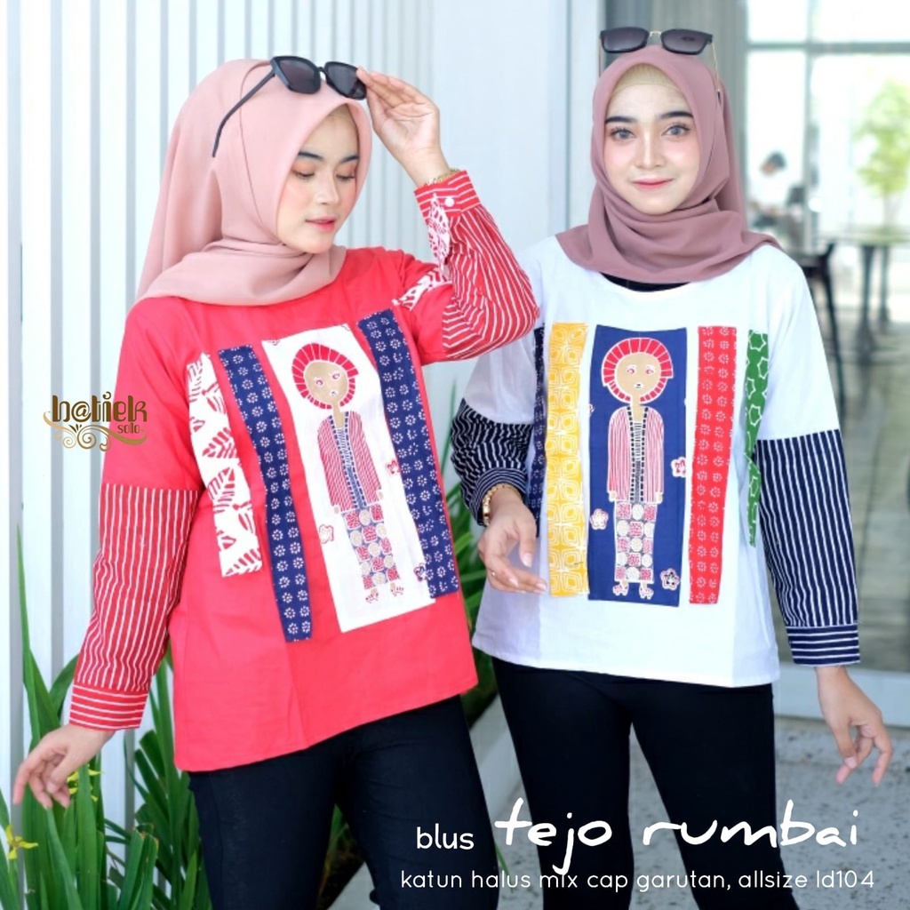 MERAH PUTIH Ori BATIEK SOLO BLOUSE TEJO Tassel Red And White | Shopee ...