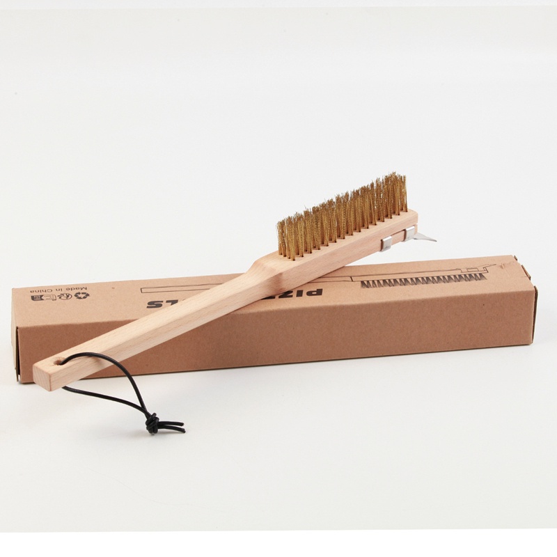 Pizza Oven Brush with Scraper Grill Cleaning Brush Pizza Stone Cleaning