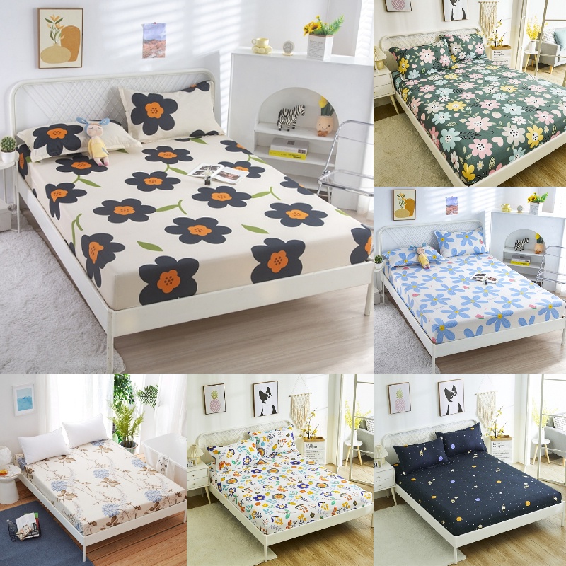 Floral Pattern Fitted Bed Sheet Cartoon Single Bedsheet Queen King Size Bedsheets Pillowcase