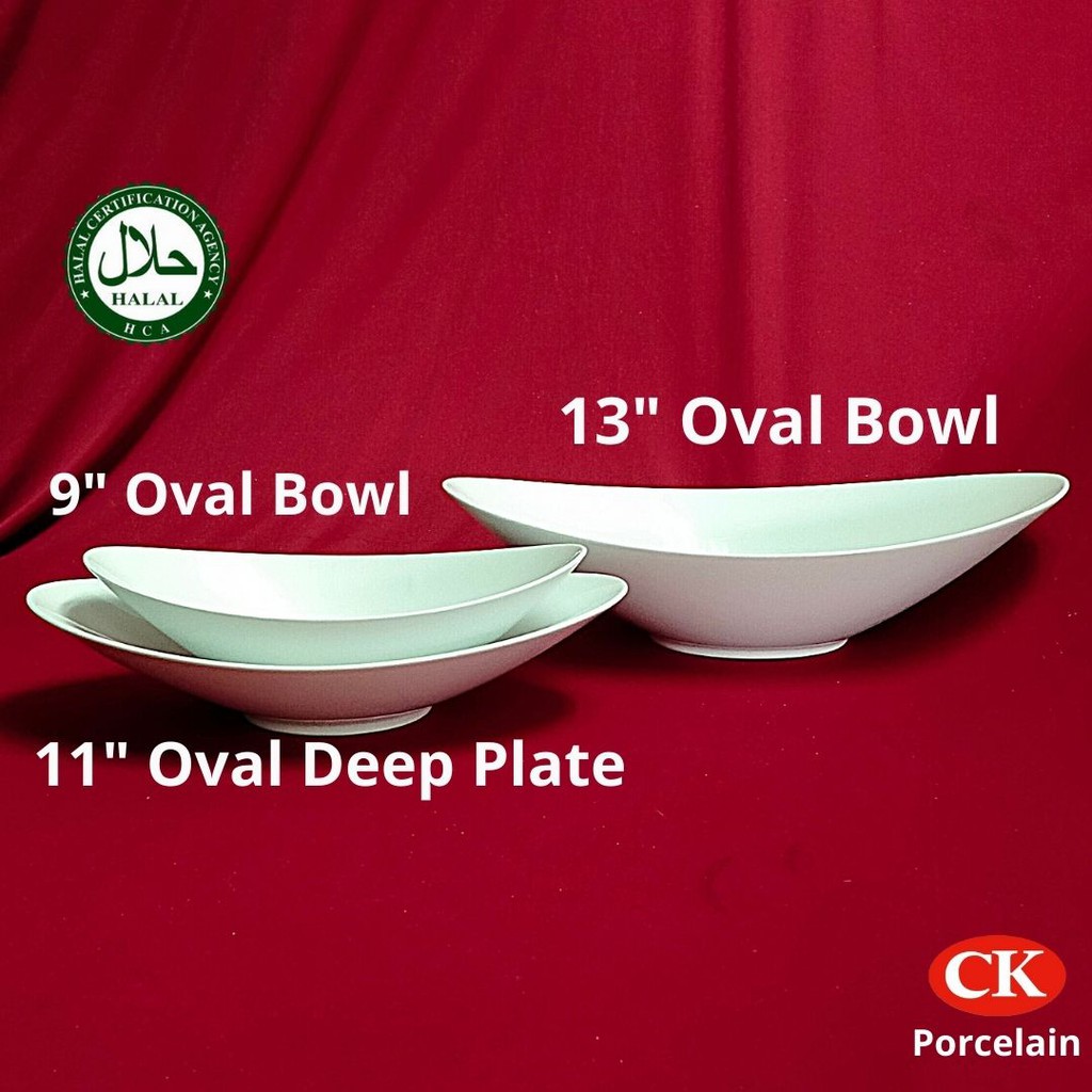 CK Porcelain, Oval Bowl and Oval Plate / 13 inch and 9 inch Ceramic ...