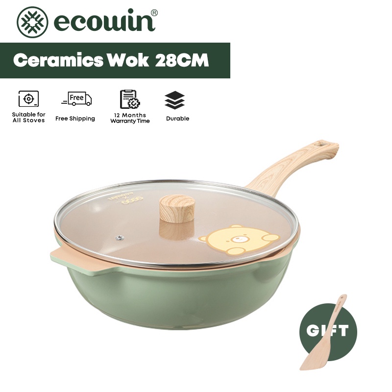 Ecowin Cookware non stick deep wok 28/32CM nonstick pan ceramic