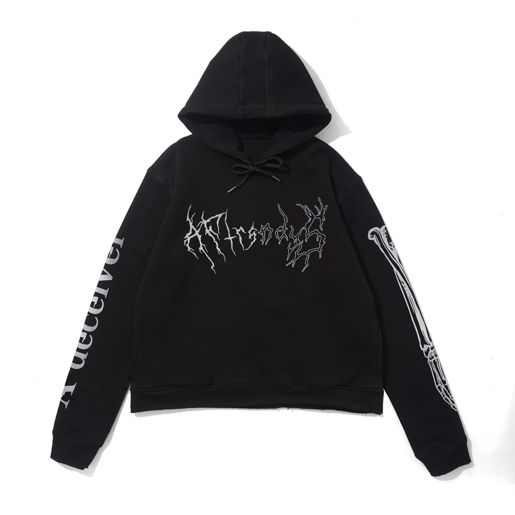 Crop HOODIE OVERSIZE UNFINISHED | Deceiver | Black | Aftersundays ...