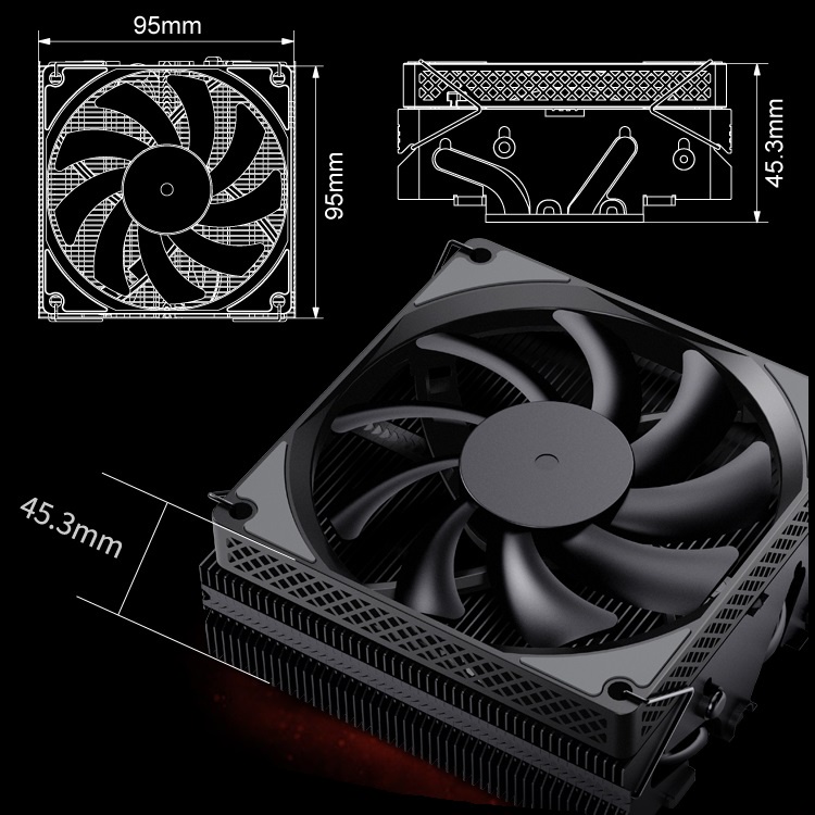 Jonsbo HX4170D Black High Performance ITX Cpu Cooler / Cpu Heatsink ...