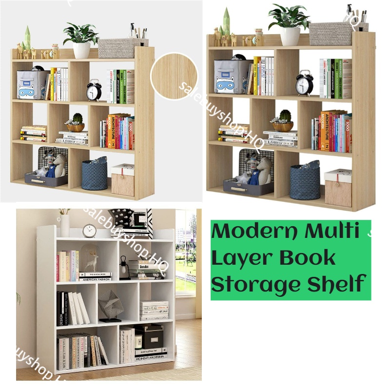 Rak Buku Simple Bookshelf Modern Multi Layer Book Storage Shelf Cabinet ...